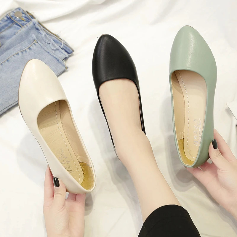 Bla Flat Leather oes Autumn Season Casual Sle Low Heel Easy to Wear Office Suitable Versatile Faionable Leisure 260126