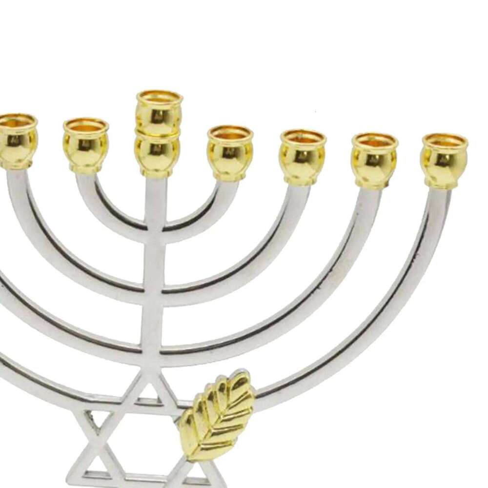 Metal Candleholder Geometric Decorative 9 Branch Menorah Candlestick for Standard Hanukkah Candles Hotel Home Y260131