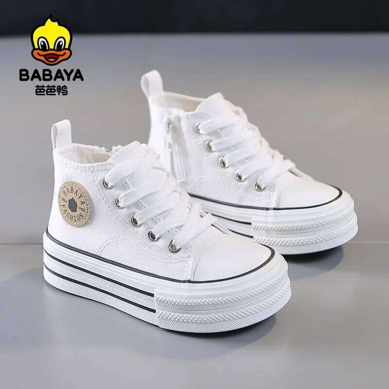 Babaya 2025 Autumn New High Top Children's Canvas Girls Boys Breathable Cloth Shoes Kids Sneaker Spring Lacing Y260128