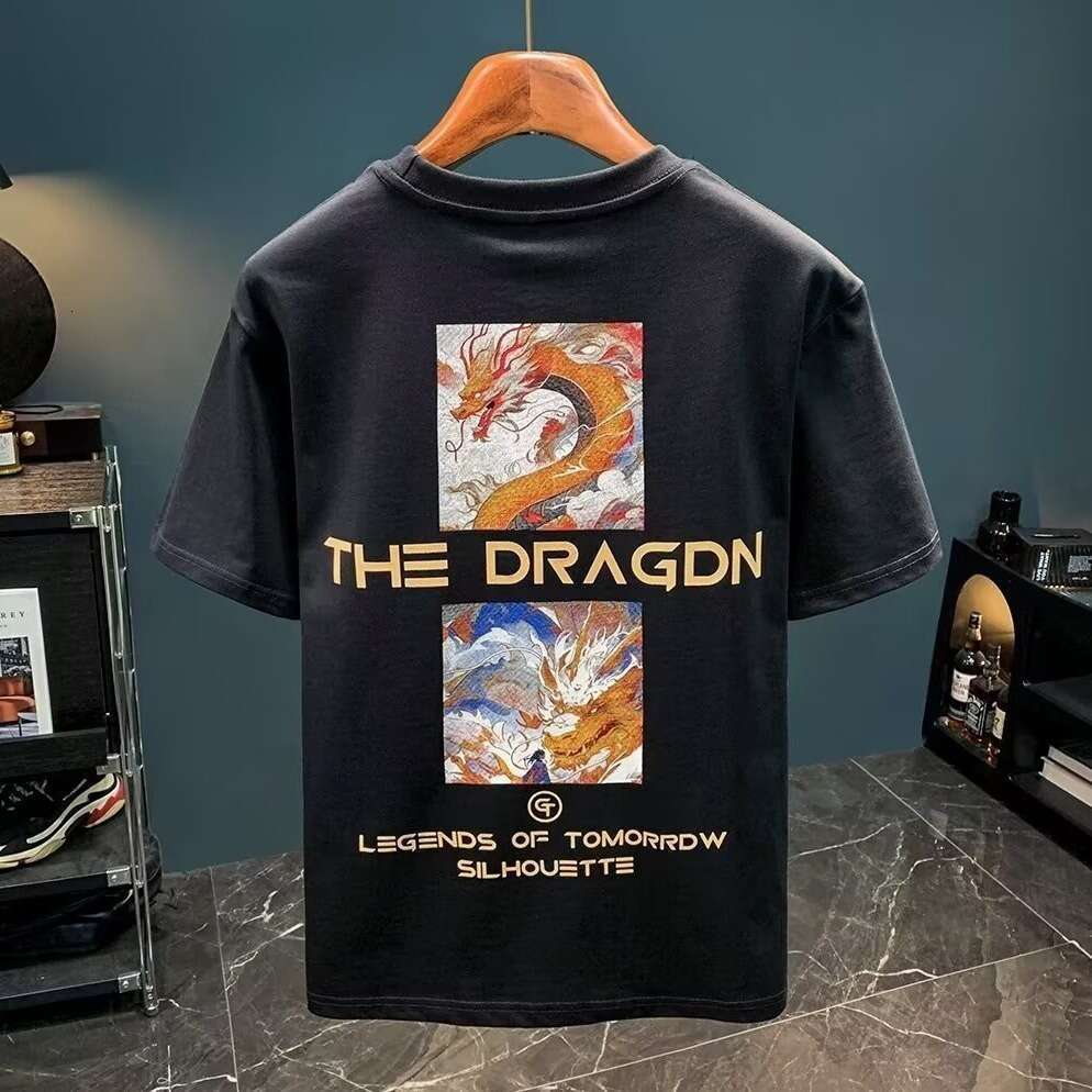 Chinese Brand Printed Men's T-Shirt Round Neck Short Sleeve Fashion Unbranded Artistic Trendy New Ins Style Luanyun Luanyun