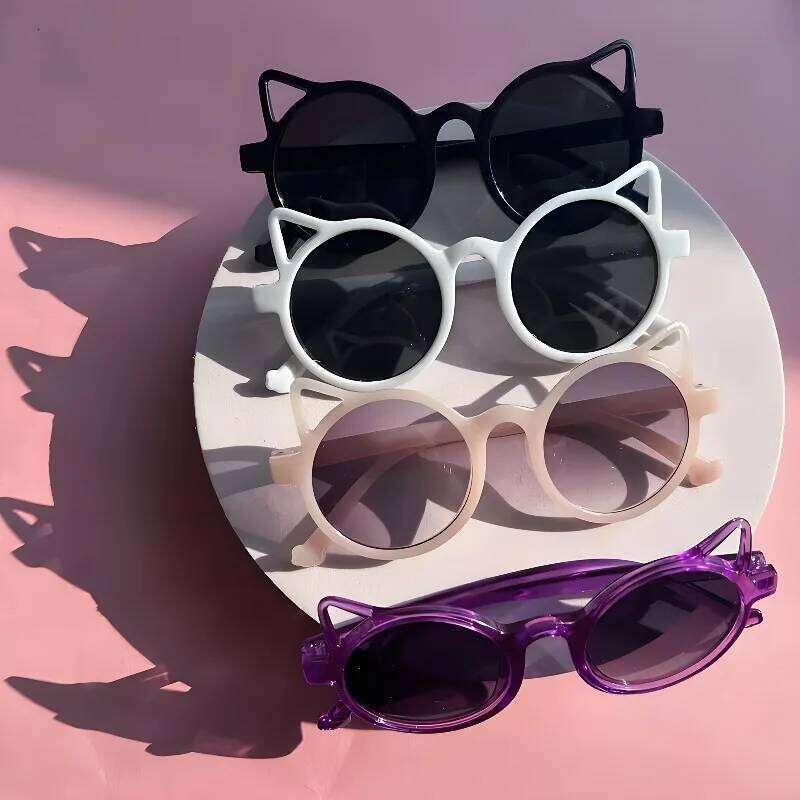 4pcs Cute and fashionable Cat's ears shaped children's glasses are suitable for daily wear H260130