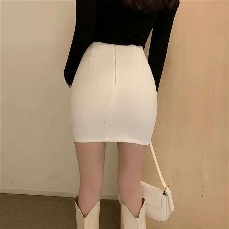 Hot Girls In Sexy Mini Women Skirts Short with Side Slit Hip Wrap Chic and Elegant Woman Skirt Korean Style Fashion High Waist XJ260131