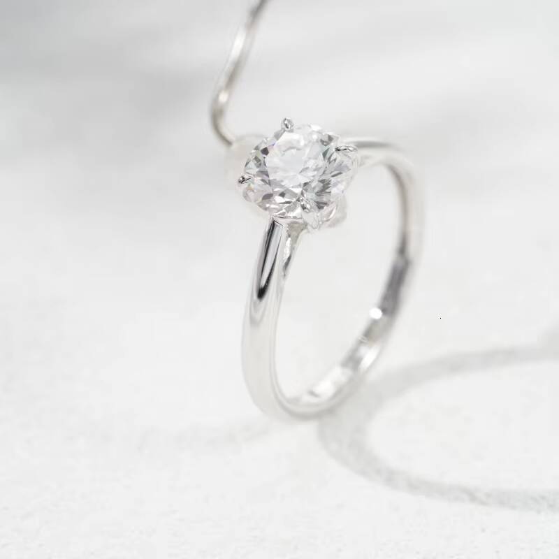 10K White Gold Lab Diamond Ring 65mm 1ct Round Cut HPHT CVD DEF VS Lab Grown Diamond With Jewelry IGI Certificate Gold Ring