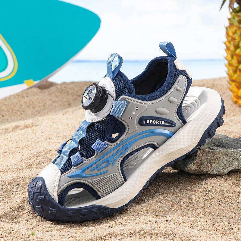Kids Sandals Boy Summer New Flat Wear-resistant Shock-absorbing Sneakers Soft Non-slip Beach Shoes for Children Y260128