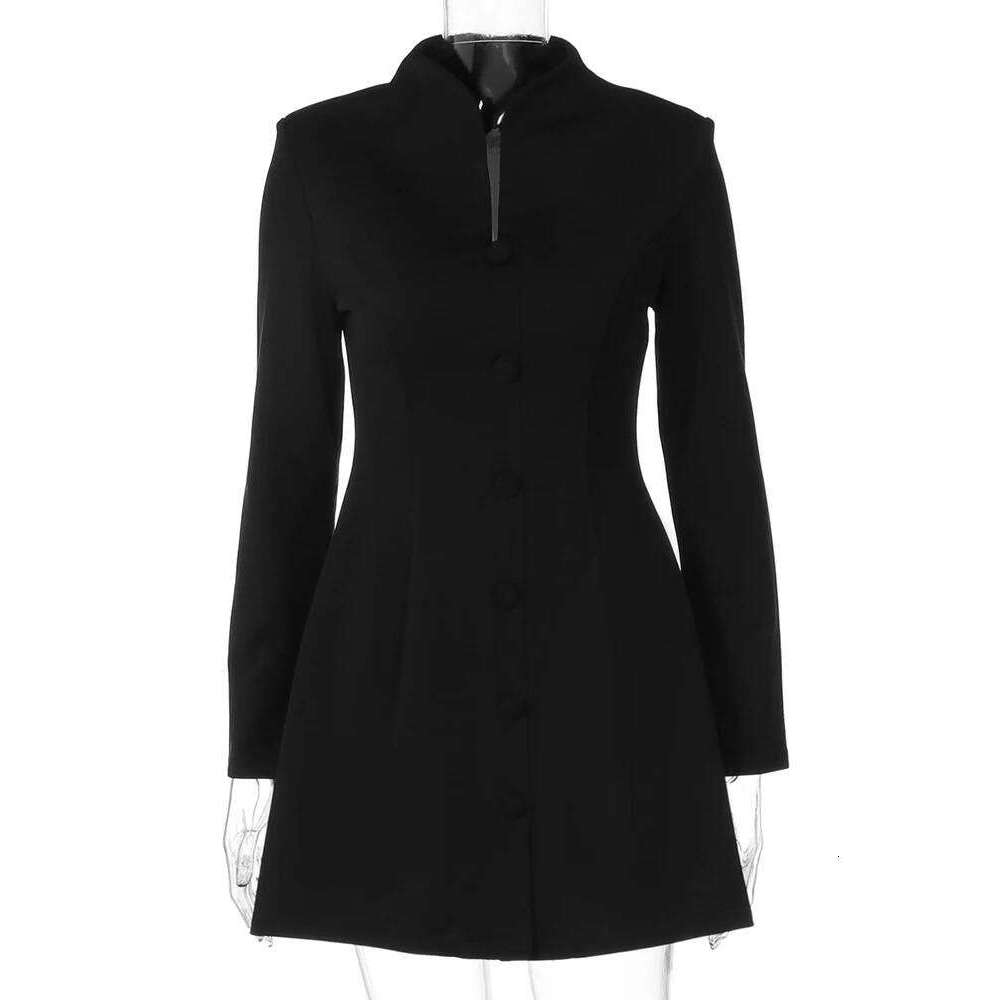 XIAOTANG Half Collar Long Sleeve Sexy Mini Dress Women Autumn Winter New Single-breasted High Waist Blazer Dresses Female XJ260131