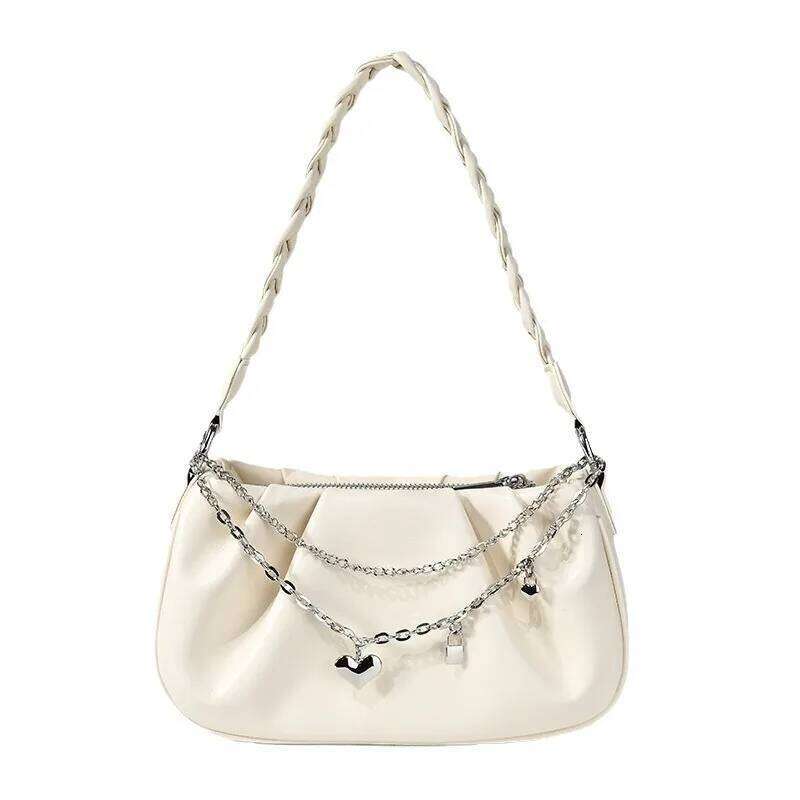 Fashion Women Butterfly Chain Shoulder Pure Color Casual All-match Underarm Bags Elegant Ladies Small Hobos Handbags Purses