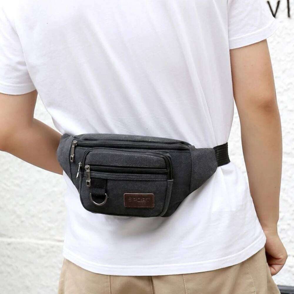 Thick Canvas Waist Outdoor Leisure Sports Crossbody Chest Men's Portable Change Phone Bag, Multifunctional-A-DH 2025