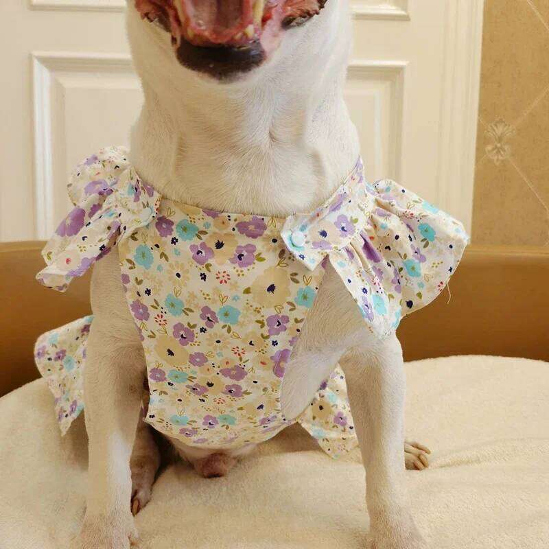 Large Floral Dress Spring Summer Dog Breathable Clothes for Medium Big Dogs Soft Pet Costume H260130