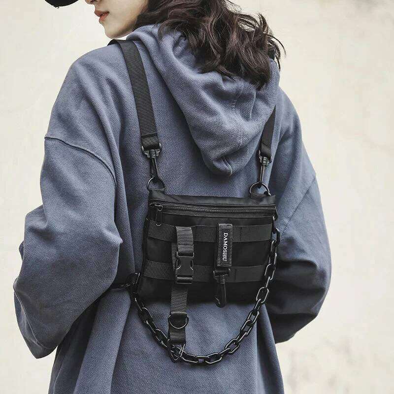 Shopper Nylon Shoulder Gothic Black Crossbody Messenger Tote Bags For Men Women's Hip Hop Techwear Satchel Waist Goth Handbags XJ260131
