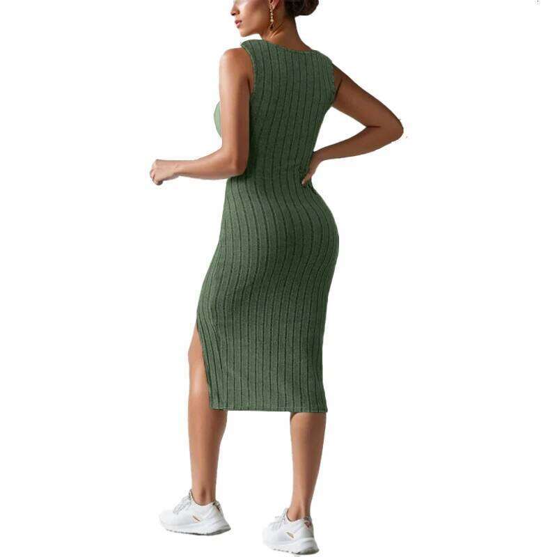 Summer New Suspender Dress Short Side Slit Square Neck Sexy Skirt XJ260131