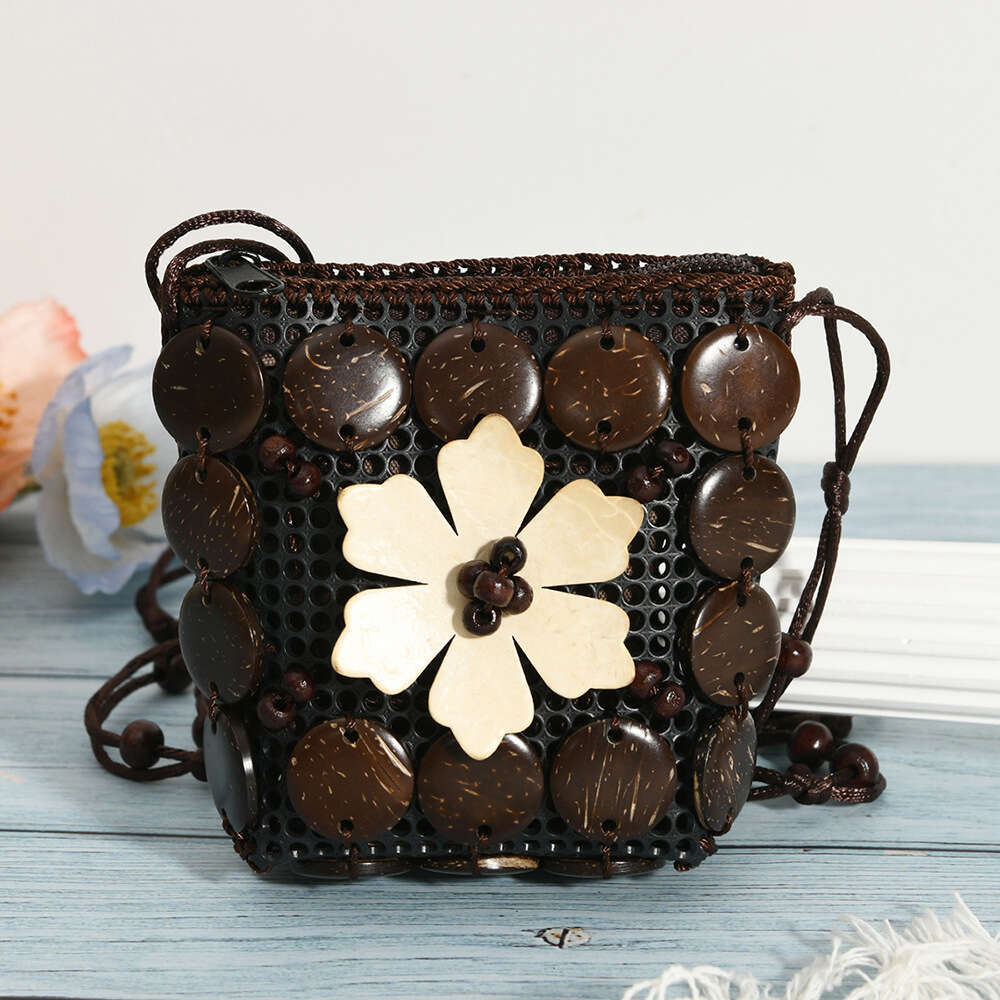 Unique Ethnic Style Coconut Shell Handwoven Crossbody Women's Bag