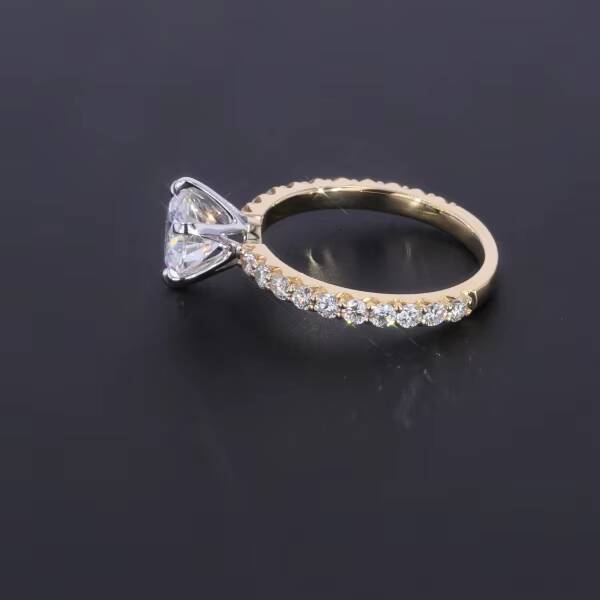 14k Yellow and White Gold Moissanite Rings Dropshipping 8mm Moissanite and Side Lab Grown Diamond Ring