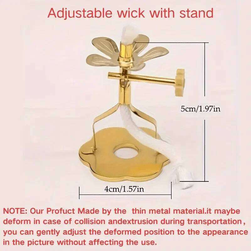 1pc Elegant Golden Candle Holder with Adjustable Wick - Heavy-Duty Candlestick, Tabletop Decor for Home,Office,Wedding, or Hotel Y260131