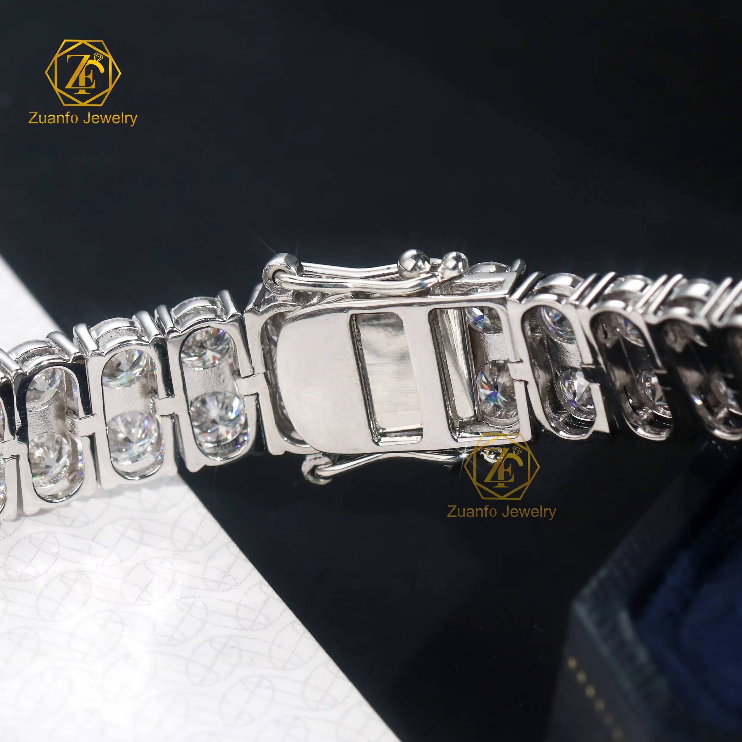 GRA Certificated 925 Silver Double Rows Tennis Chain Gold Plated 5mm5mm Moissanite S925 Jewelry Bracelet for Men Women