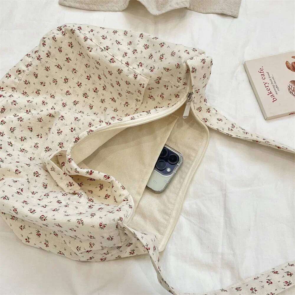 Floral Canvas Casual Women Crossbody Bag2025 New in Large Female Shoulder Bag Fashion High Quality Lady Handbag Print Messenger