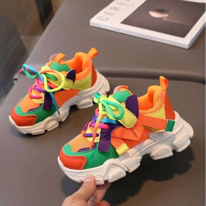 Colorful Fashionable Breathable Mesh Casual Sneakers Boys and Girls Sport Shoes, Suitable for All Seasons Y260128