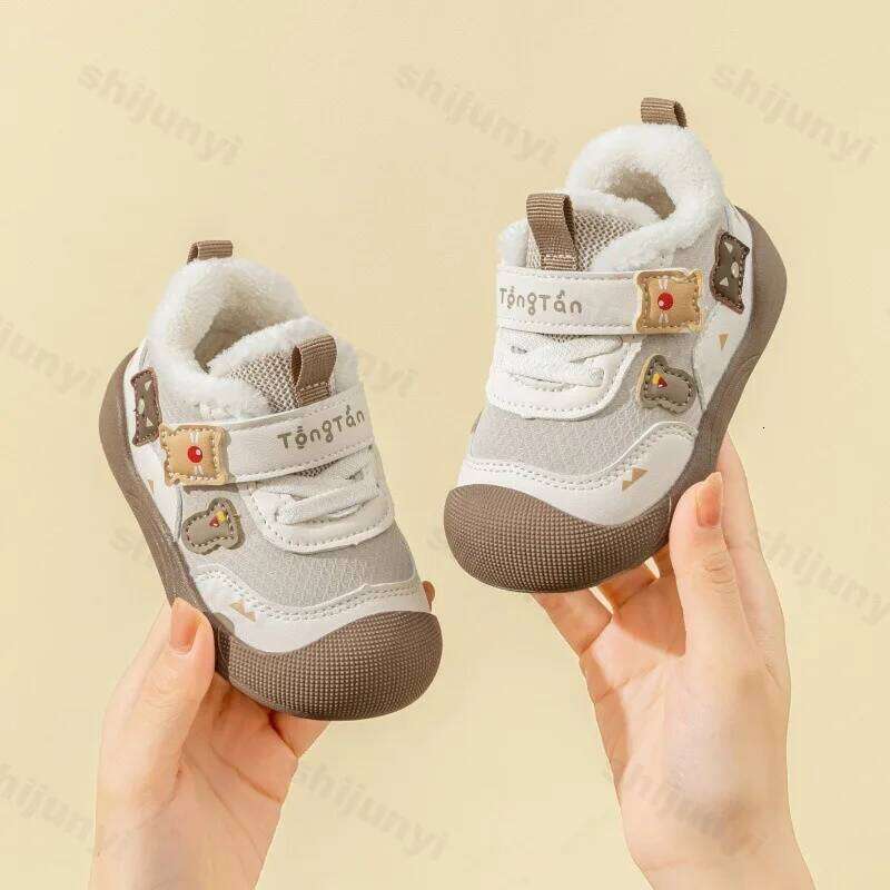 Baby Casual Sneakers Winter New Cute Cartoon Boys Girls Plush Warm Toddler PU Leather Shoes Fashion Non-slip Kids Walking Shoe Y260128