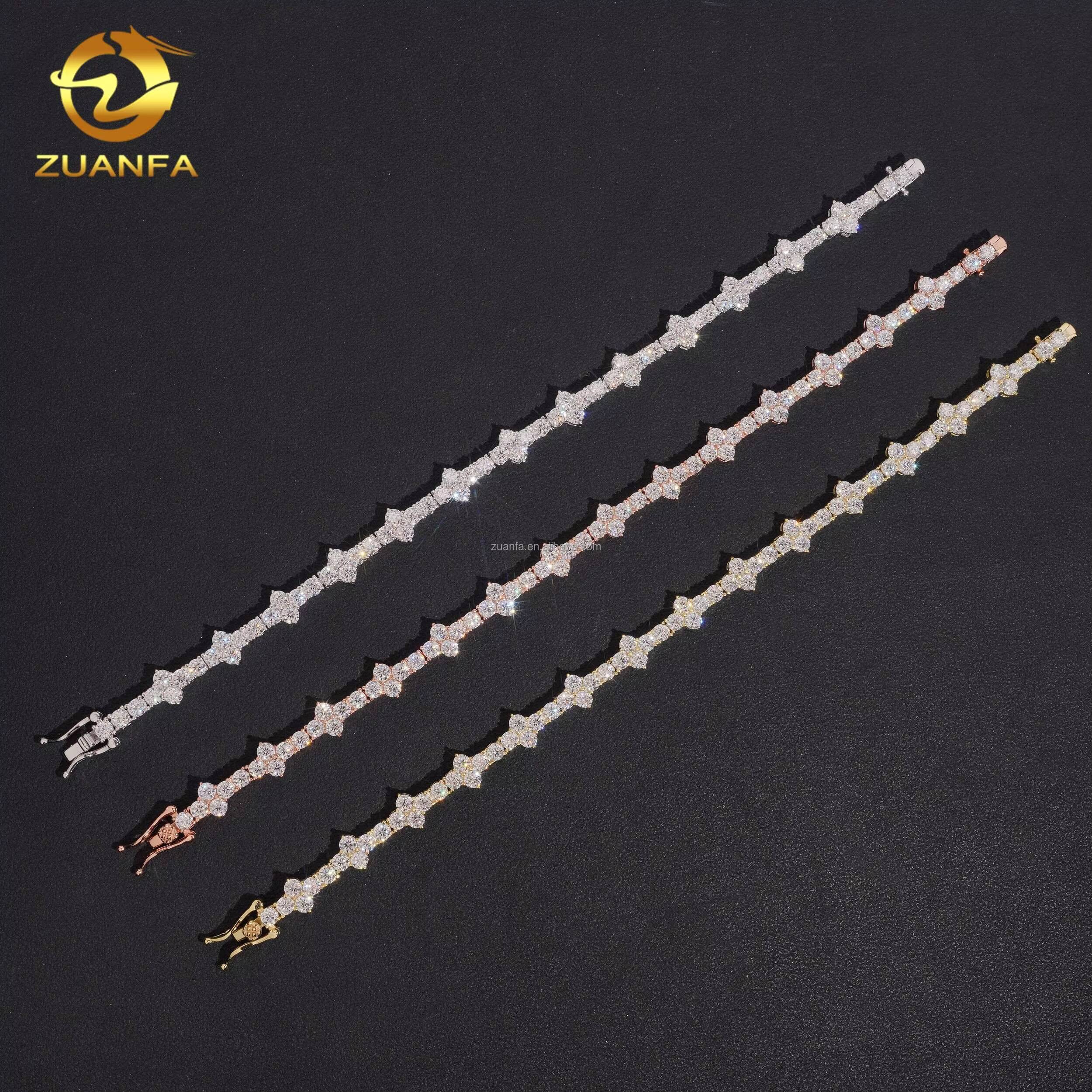 Ship in USA Warehouse Pass Diamond Tester Stock 3mm 925 Solid Silver Hip Hop Iced Out VVS1 Moissanite Diamond Tennis Bracelet