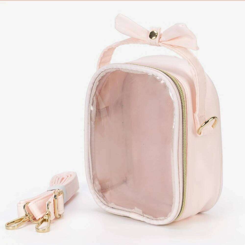 Cute Bow Ita with Removable Insert Plate Double Transparent Windows Messenger Woman Small Shoulder Crossbody Bag 2026