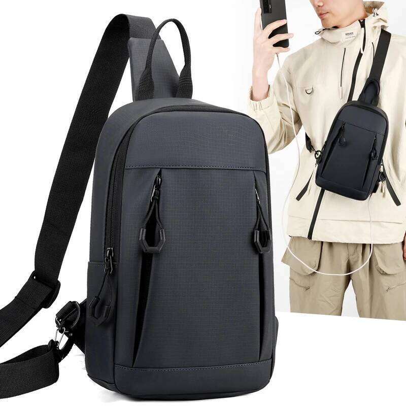 Simple and casual men's shoulder trendy single-shoulder crossbody student travel bag, lightweight diagonal backpack, m