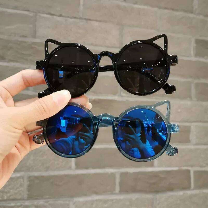 2025 New Fashionable Kidsren's Sunglasses with Sun Protection Sunshade, Cat Ears Cartoon Sunglasses, Male and Female Baby Style Glasses H260130