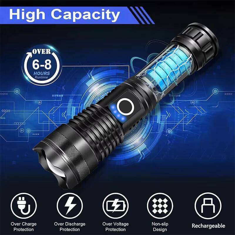 Flashlights High Lumens Rechargeable, Super Bright 5 Modes LED Flashlight, IPX6 Waterproof Powerful Flash Light H260131