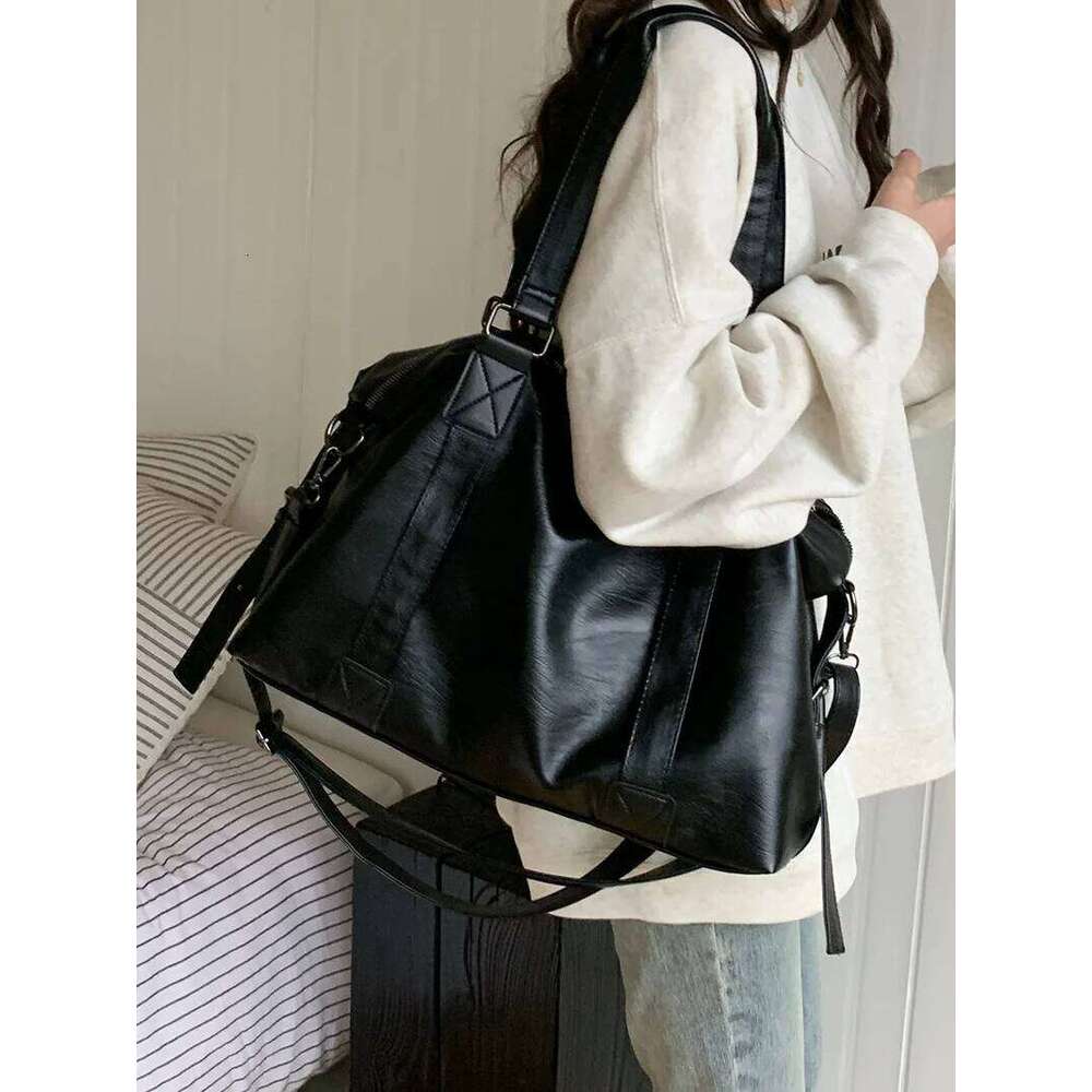 Fashion Tote Leather Women Large Capacity Simplicity Handbag Solid Vintage Shoulder Messenger Bag for Lady Shopper Bags