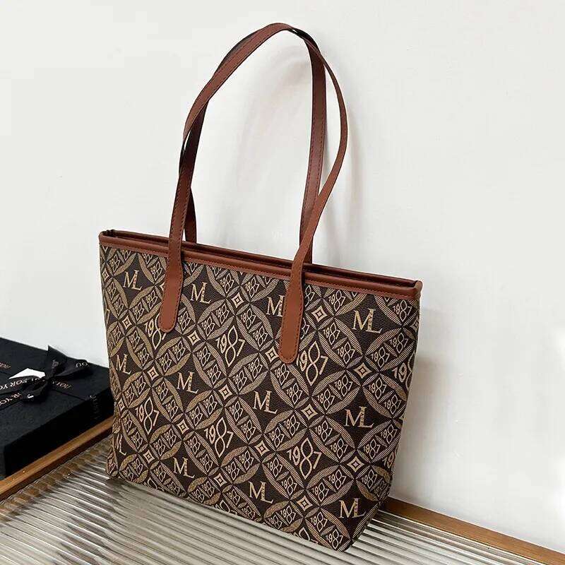 Cross-border printed tote bag for women, new style, single shoulder bag, large capacity, fashionable and trendy, high-quality te