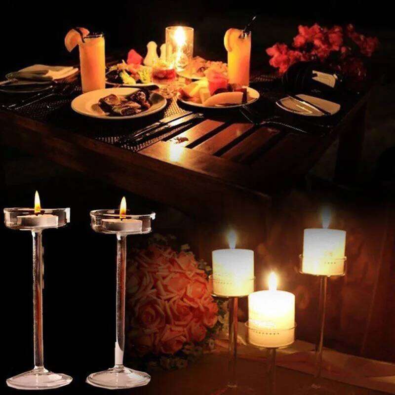 European High Candlestick Glass Candle Wedding Table Centerpiece Crystal Holder Setting Romantic Dinner Decoration Y260131
