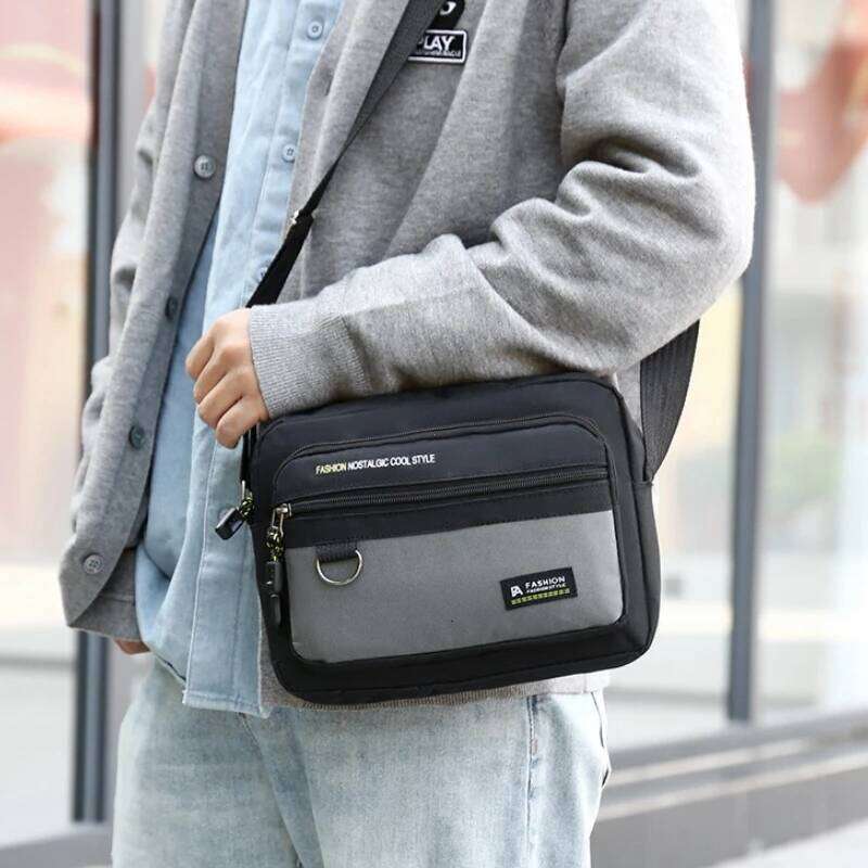 Business Work Travel Canvas Crossbody New Multi-pockets Men's Shoulder Bag Waterproof Large Capacity for Male 2025