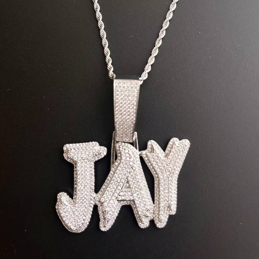 Copper MoissaniteVVS Water Drops Spiny Large Letter Stitching Combination Bamboo Chain Pendant Necklace Personalized CE New Hip-Hop