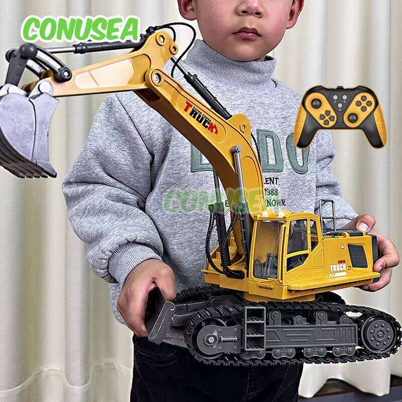 Alloy Rc Excavator Truck Toy Remote Control Engineering Trucks Electric Vehicle Machine Games for Kids Boys Birthday Gifts Y260131