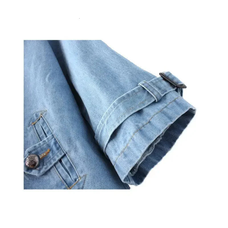 Denim Cape Coat Female Jacket Double Breasted Office Lady Windbreaker Basic Coats 2024 Autumn Overcoat 260120