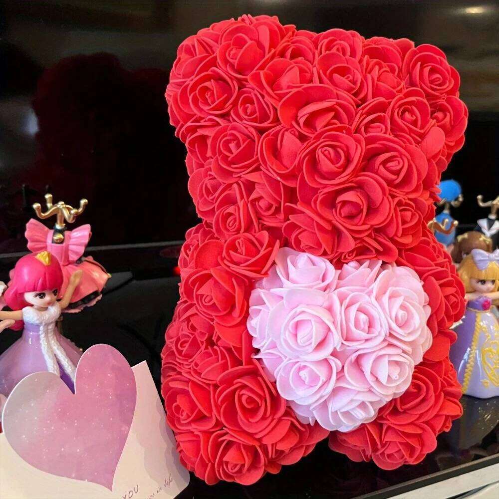 Women, 9.8in Mother's Rose Teddy Gifts for Women Mom, Artificial Flower Bear Valentine's Day Y260131