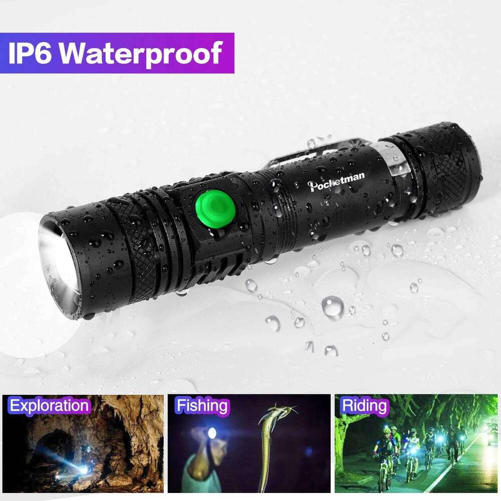 Super Bright Led flashlight USB linterna led torch T-6/L2/V6 Power Tips Zoomable Bicycle Light 18650 Rechargeable H260131