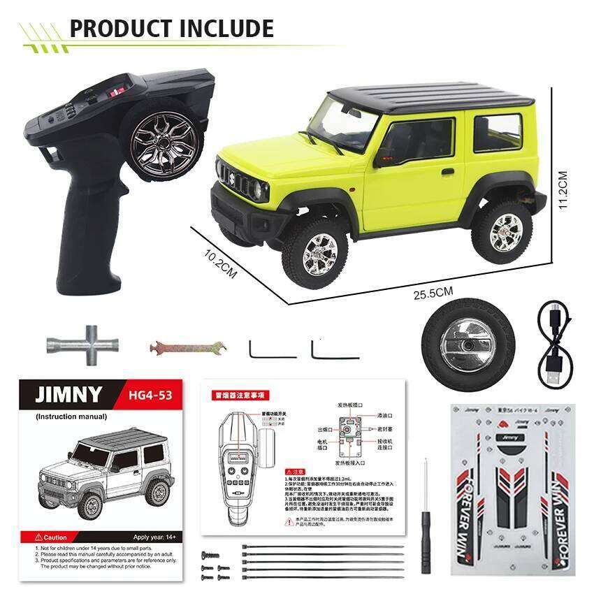 HG4-53 Pro Licensed SUZUKI JIMNY 1/16 Scale 2.4GRemote Control Car Simulation Light Sound Smoke Systerm Proportional RC Crawler Y260131