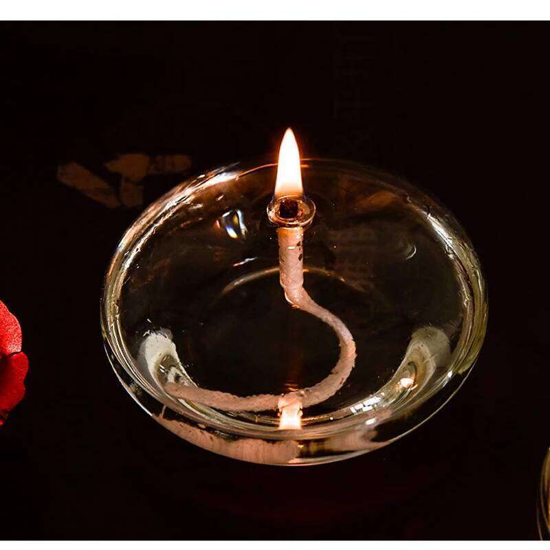 Oil Set Glass Lamp with Wick Desktop Emergency Light for Indoor Use Rustic Farmhouse Decoration Transparent Y260131