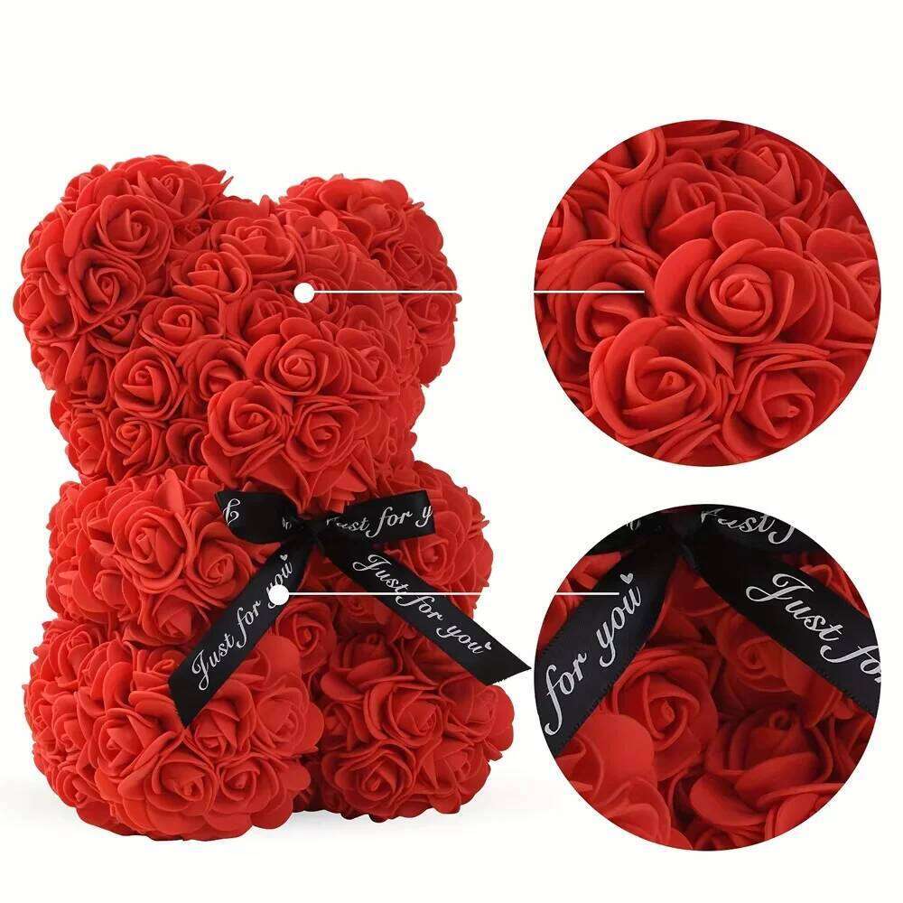 Romantic Valentine's DayCreative Eternal Christmas Rose Hug Bear Wedding Flower Decoration Gift Y260131