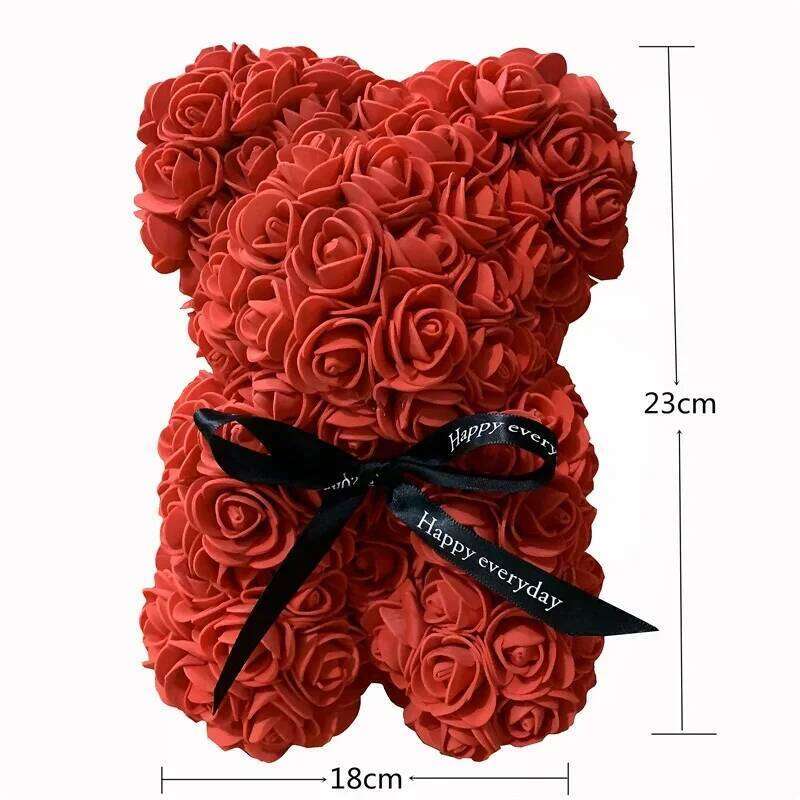 Artificial Foam Rose Flower Teddy Bear Valentines Gifts Mother' Day Gift Spring Wedding Party Decoration Y260131