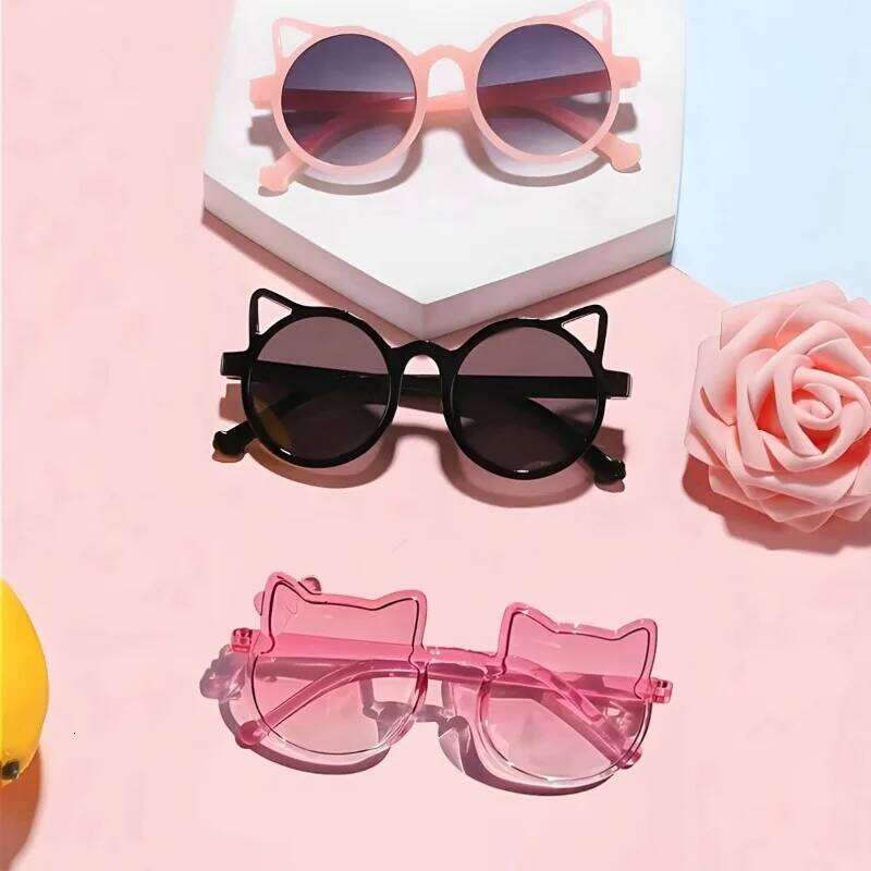 Girls Boys Cute Animal Cartoon Ears Outdoor Sun Protection Children Lovely Vintage Sunglasses H260130
