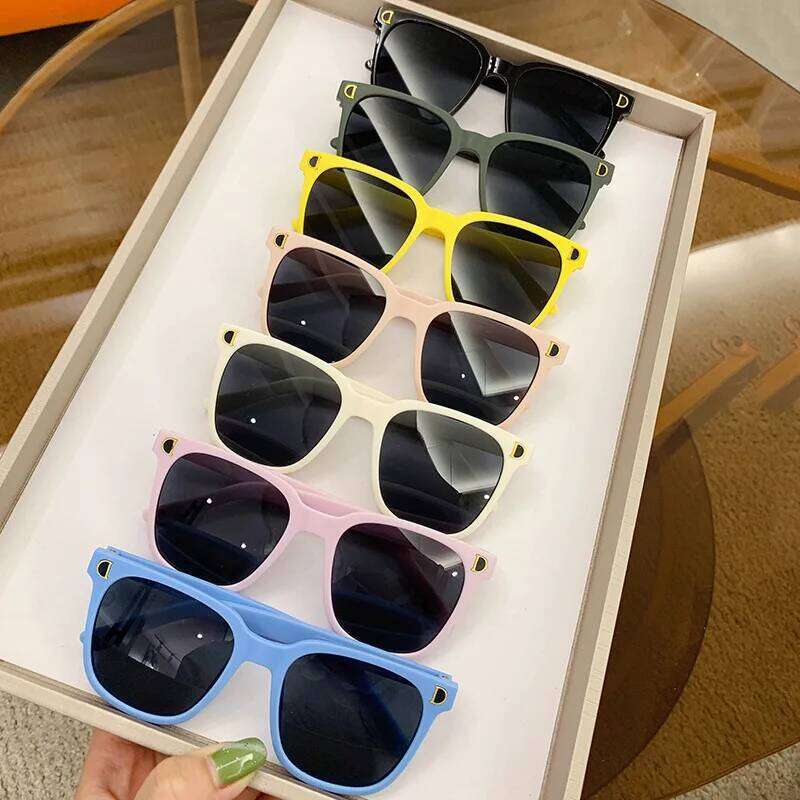 New Kids Fashion Sunglasses Square Polarized Sun Silicone Flexible Children Glasses Vintage Boys Girls Shades Eyewear H260130