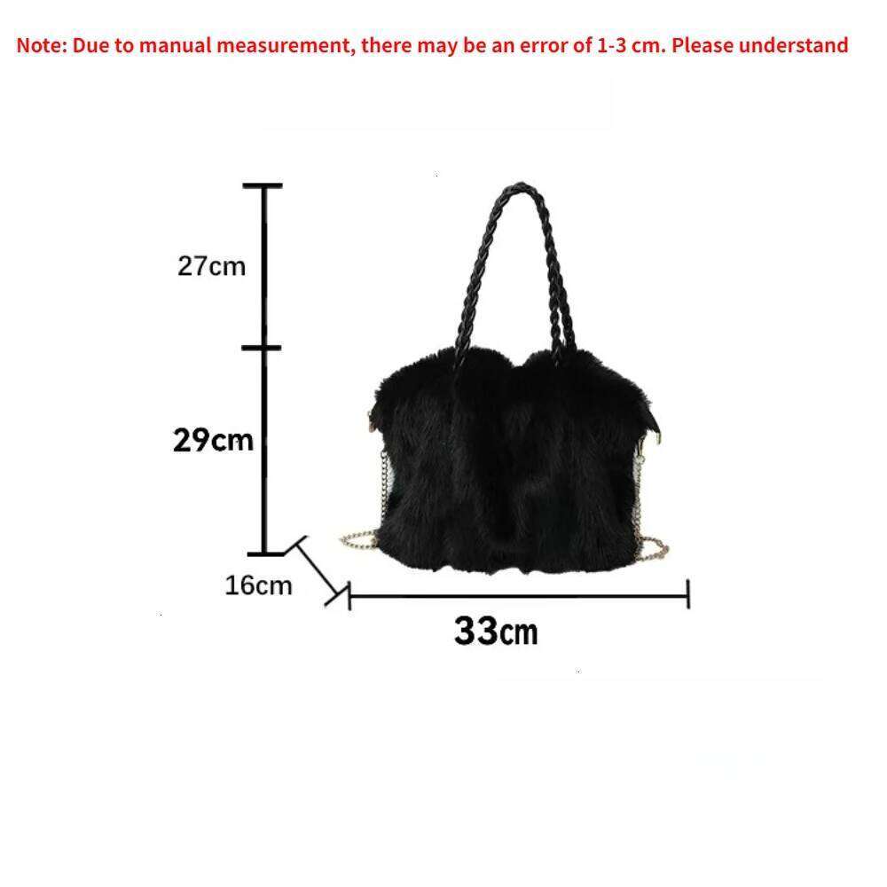 Fashionable Plush Large Capacity Tote High-end Pleated Fox Fur Shoulder Crossbody Commuter Bag with Metal Chain Women's