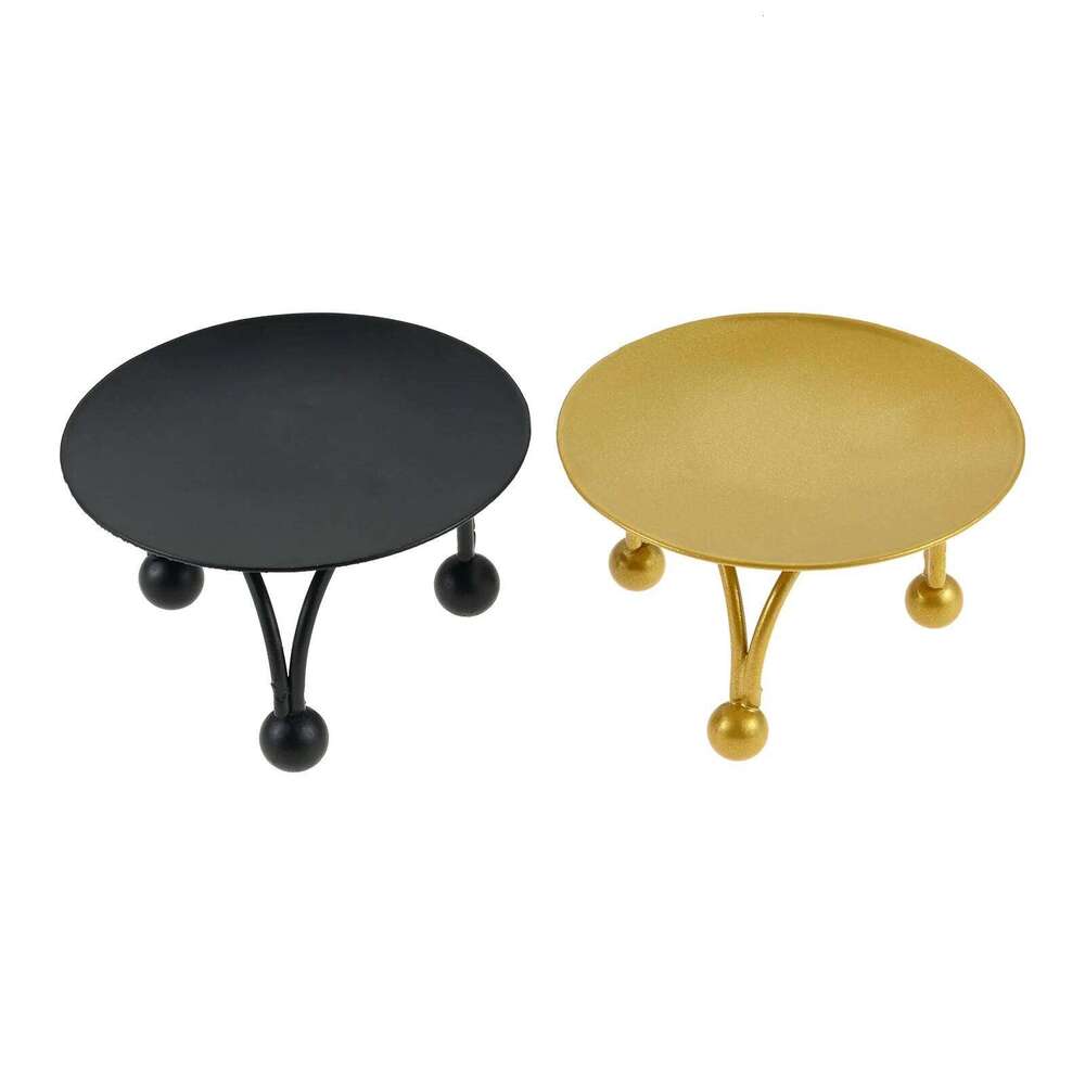 Black/gold Pillar/cup Candle Holder Round Iron Plate Candlestick Tripod Stand Decorating Wedding Festival Party Home Craft Gift Y260131