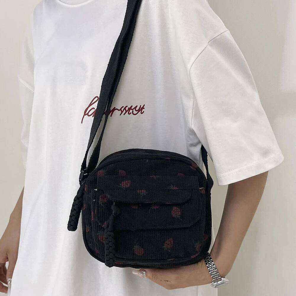 Cute Strawberry Shoulder Casual Zipper Trendy Crossbody Tote Handbag for Women Girls Travel Work Messenger Bag