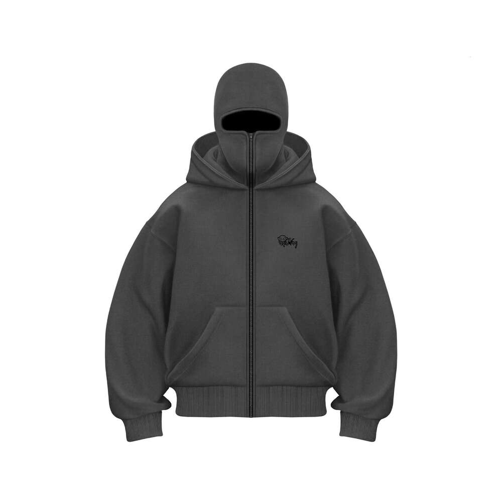 Cross-Border Trendy Brand Fleece-Lined Double Hood Unique Design Hooded Autumn Winter New Unisex Loose Y2K Sweatshirt