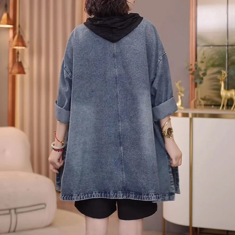 Wide Casual AndFAshionable Fixed Color Denim Jacket for Women Medium and Long Spring Style Loose Light Top 260120