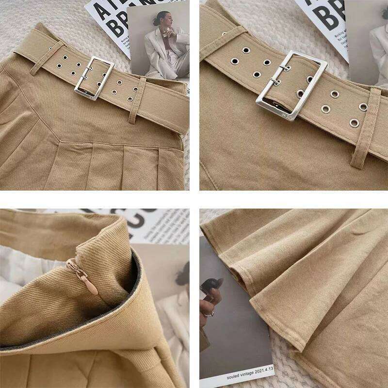 Pleated Skirts Women Korean Style Fashion High Waist Hotsweet Solid All-match Summer Students Chic Streetwear Vintage Popular XJ260131