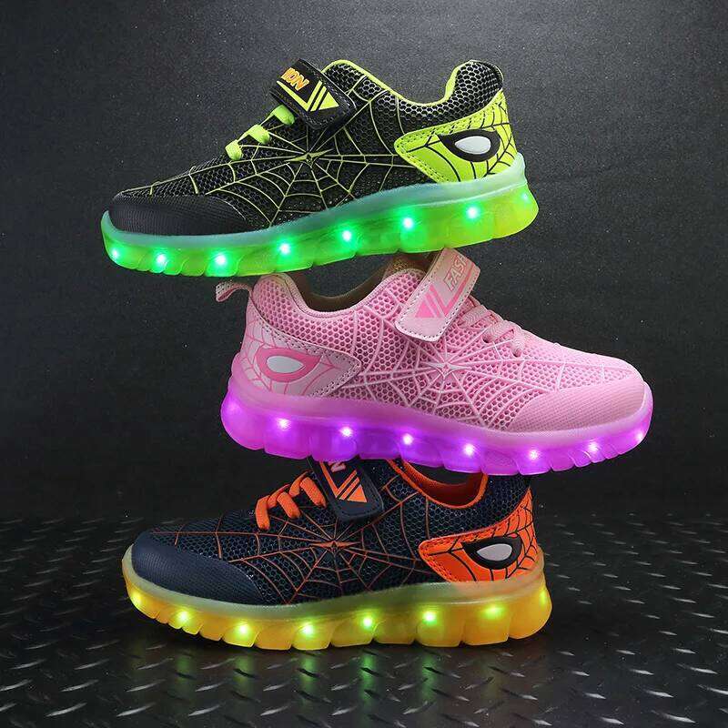 Children Luminous Glowing Sneakers Gold Pink Led Light Roller Skate New Fashion Kids Girls USB Charging Shoes Boys Y260128