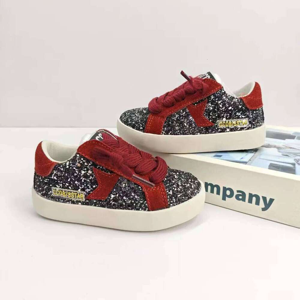 New Fashion Autumn Spring Children Star Board Boy Soft Soled Front Lace-up Color-blocking Sequin Sneakers Girl Casual Shoe Y260128