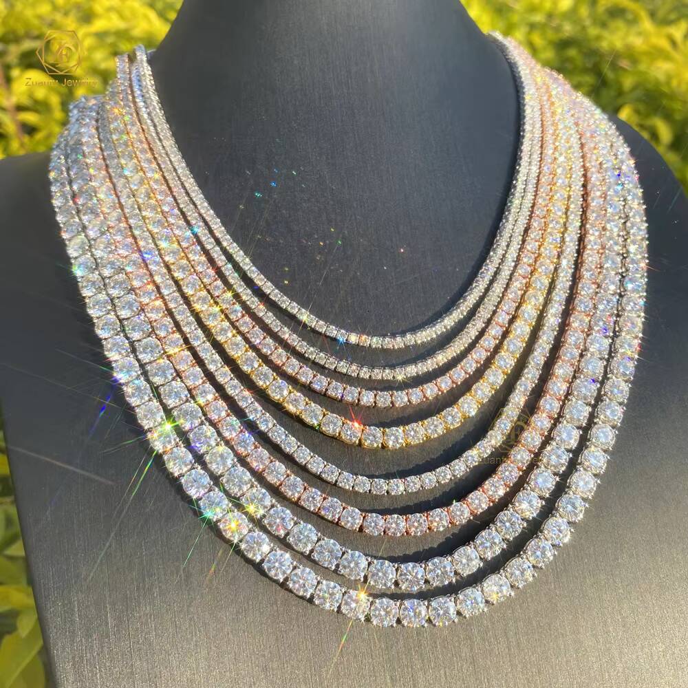 925 Silver Moissanite Bracelet Iced Out VVS Moissanite 3mm 4mm 5mm Tennis Bracelet Moissanite Diamond Tennis Chain Necklace